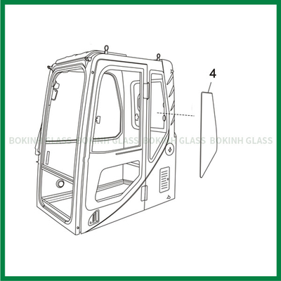SUMITOMO CATERPILLAR کابین بیل مکانیکی شیشه ای درب سمت چپ عقب موقعیت شماره 4 تعویض شیشه جلو