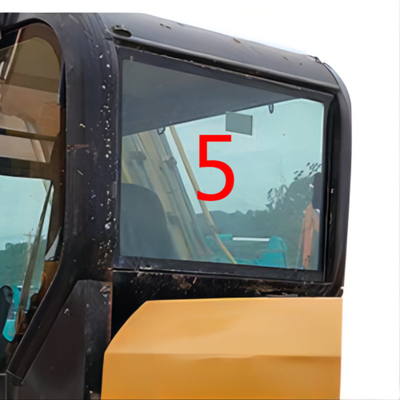 شیشه کابین بیل مکانیکی CATERPILLAR سمت عقب شیشه جلوپنجره NO.5