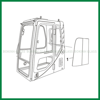 DOOSAN KOBELCO شیشه جلوی سفارشی OEM موقعیت سمت چپ شیبدار NO.1